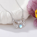 Sterling Silver Moonstone Celtic Knot Raccoon Otter Pig Dolphin Cow Pendant Necklace Birthday Mother's Day Gift