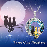 Sterling Silver Blue Circle Crystal Cat Pendant Necklace