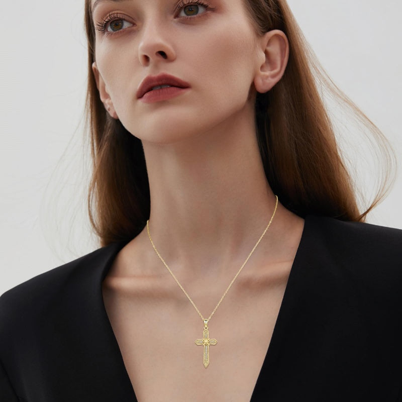 14K Gold Plated  Cross Necklace for Women Christian Jewelry  Birthday Christmas Gift
