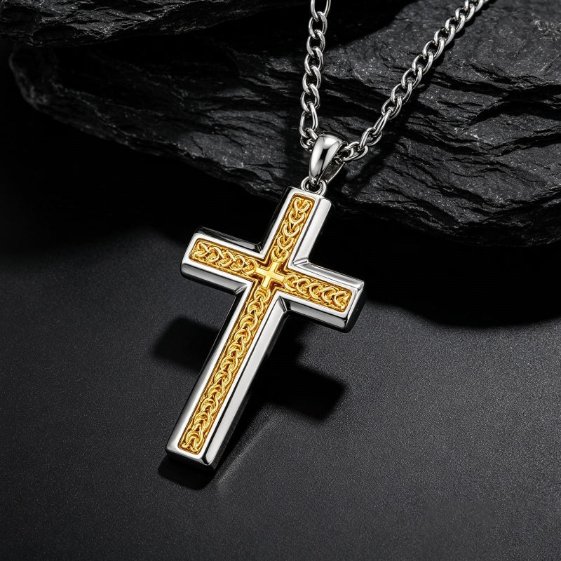 14K Gold  Plated Cross Necklace Simple Religious Jewelry Gift