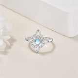 Witches Knot Rings Sterling Silver Witch's Magical Knot Rings Moonstone Pagan Jewelry Celtic Cross Jewelry for Women Girls