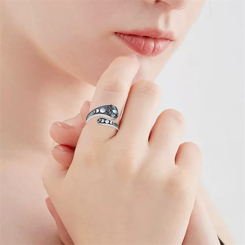 Sterling Silver Adjustable Dragon Moth Octopus Shark Stingray Sea Turtle Spoon Ring