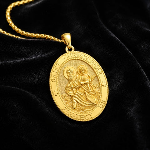 Patron Saint Medal Gold Plated Catholic Pendant Christian Religious Necklace Amulet Jewelry