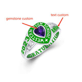 Sterling Silver Personalized Class Ring Graduation Ring for Women