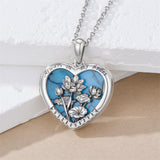 Sterling Silver Turquoise Personalized Photo 12-Month Birth Flower Pendant Necklace