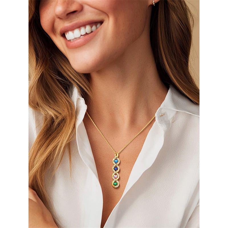 Sterling Silver Personalized  Birthstone Infinity Necklace for Women