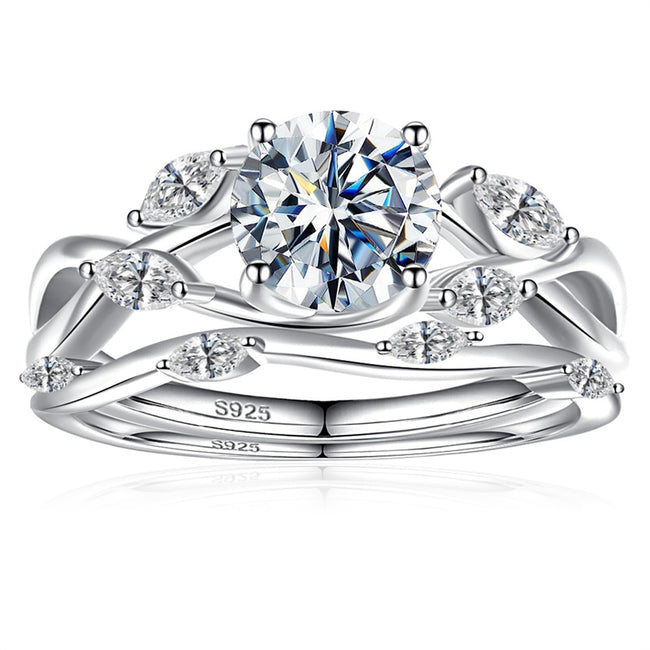 Moissanite Wedding Ring S925 Sterling Silver Women Eternity Engagement Anniversary Twisted Willow Band Moissanite D Color VVSI Clarity Diamond Rings
