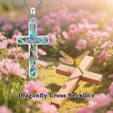 Sterling Silver Abalone Shell Bee Butterfly Dragonfly  Hummingbird Ladybug Cross Pendant Necklace for Women