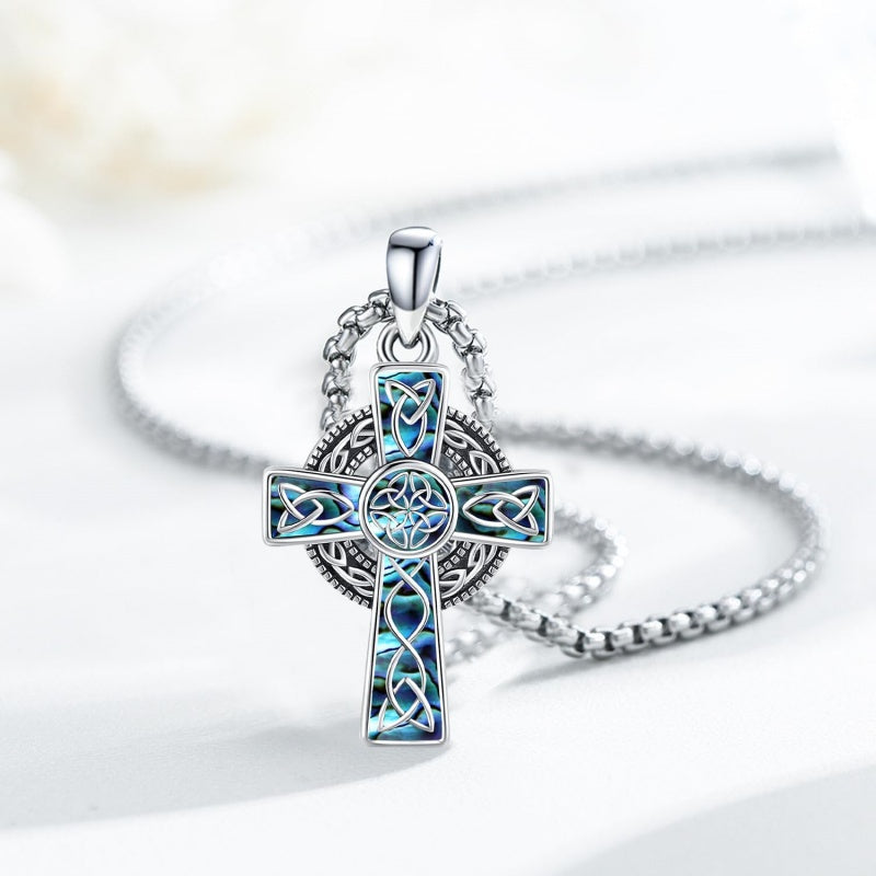 14K Gold Plated Celtic Vikin Cross Pendant Necklace Irish Jewelry Religious Protective Gift