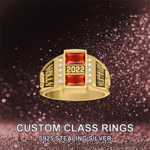 Sterling Sliver Personalied Engraved Birthstone Graduation High School Rings