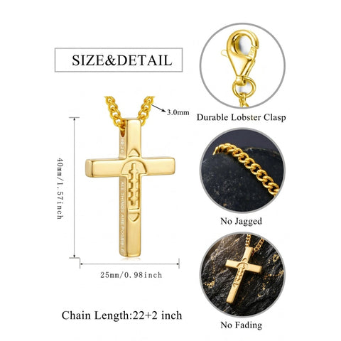 14K Gold Plated Soccer Football Basketball Baseball Cross  with Bible Verses Religious Pendant Necklace for Men