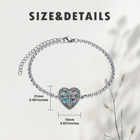 Sterling Silver Heart Urn Bracelet for Ashes Memorial Keepsake Jewelry Gifts for Women