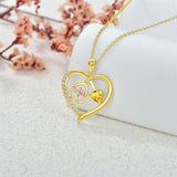 10K 14K 18K Gold Heart Birthstone Personalized Engraved Stethoscope Pendant Necklace