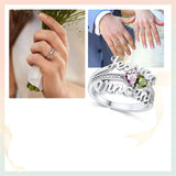 Sterling Silver Personalized 2 Heart Birthstone Engraved Ring