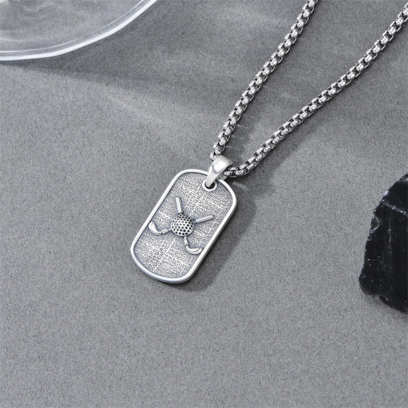 Sterling Silver Dog Tag Baseball Basketball Softball Soccer Pendant Necklace for Men