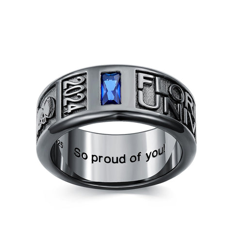 Personalied 2024 Mens Class Ring 925 Sterling Sliver Graduation Ring High School Rings for Men Birthstone College Ring