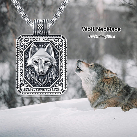Sterling Silver Eagles Wolf Lion Pendant Necklace For Men with Stainless Steel Chain