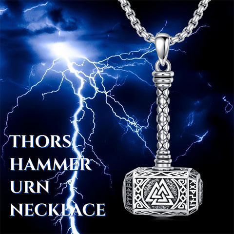 Sterling Silver Thors Hammer Urn Necklace for Ashes