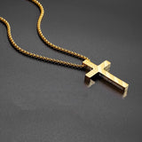 14K Gold Plated Bible Verse American Flag Cross Necklac for Men
