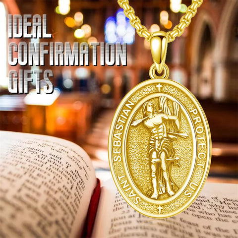 Sterling Silver Saint Christopher St Michael Saint Sebastian Amulet Pendant Necklace