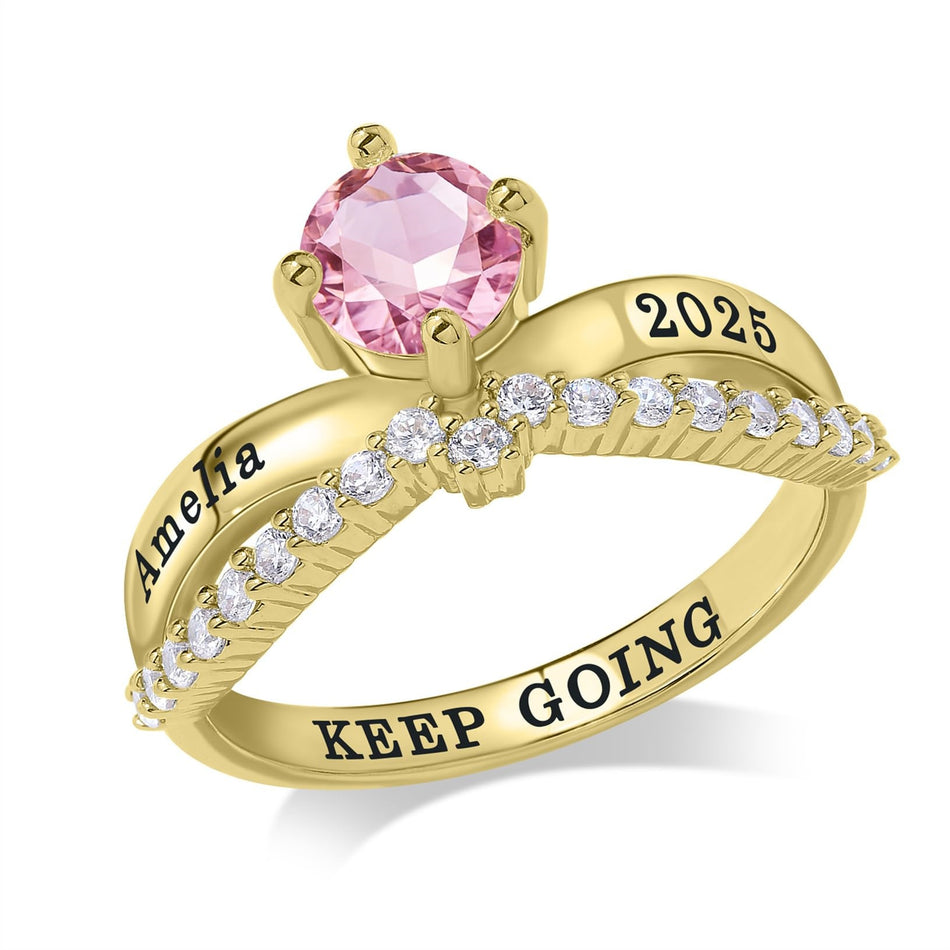 Copper Sterling Silver Personalized Birthstone High School College Class Ring Graduation Memorial Rings Gifts for Her
