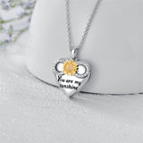 10K 14K 18K Gold Heart Personalized Photo Sunflower Pendant Necklace