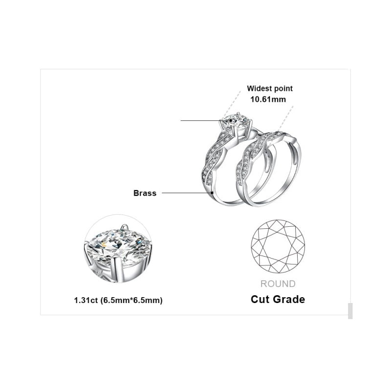14K Gold Plated  1.5CT Cubic Zirconia  Wedding Bands Engagement Rings Promise Rings for Her