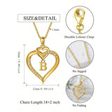 Heart Initial A-Z Pendant Necklace for 14K Gold Plated Women Initials Jewelry Gifts