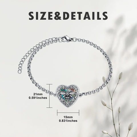 Sterling Silver Heart Urn Bracelet for Ashes Memorial Keepsake Jewelry Gifts for Women