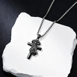 Sterling Silver Praying Hands Angel Sword Wing Cross Pendant Necklace Religious Gifts for Men