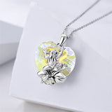 Crystal Frog Necklace Sterling Silver Frog Pendant Birthstone Necklace Jewelry Gift for Women Girl