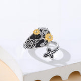 Sterling SilverJesus Cross Bee Cross  Dragonfly Cross Moonstone Sunflower Tree of Life Sunflower Adjustable Spoon Ring