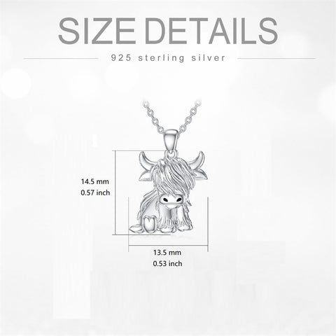 Sterling Silver Highland Cow Necklace