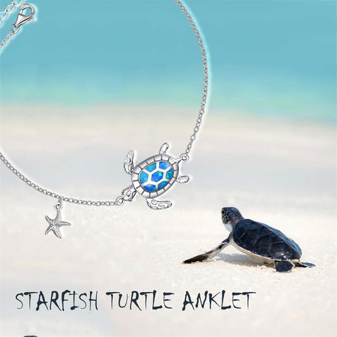 S925 Sterling Silver Sea Turtle Anklet for Women Animal Ankle Bracelets for Teens Girls Sea Turtle Jewelry Christmas Gifts Ocean Gifts