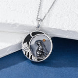 Sterling Silver Mustard Seed Black Cat Hummingbird Cross and Mountain Mountain Turquoise Sun and Moon Pendant Necklace