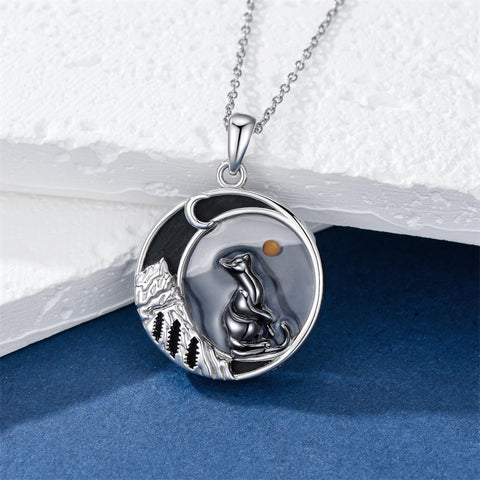 Sterling Silver Mustard Seed Black Cat Hummingbird Cross and Mountain Mountain Turquoise Sun and Moon Pendant Necklace