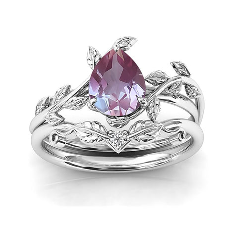 Sterling Silver 10K 14K 18K Gold 1ct Pear Shaped Gemstone Gemstone Engagement Ring Wedding Ring Sets