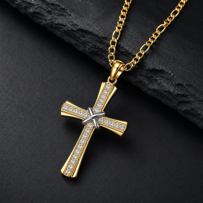 14K Gold  Plated Cross Necklace Simple Religious Jewelry Gift