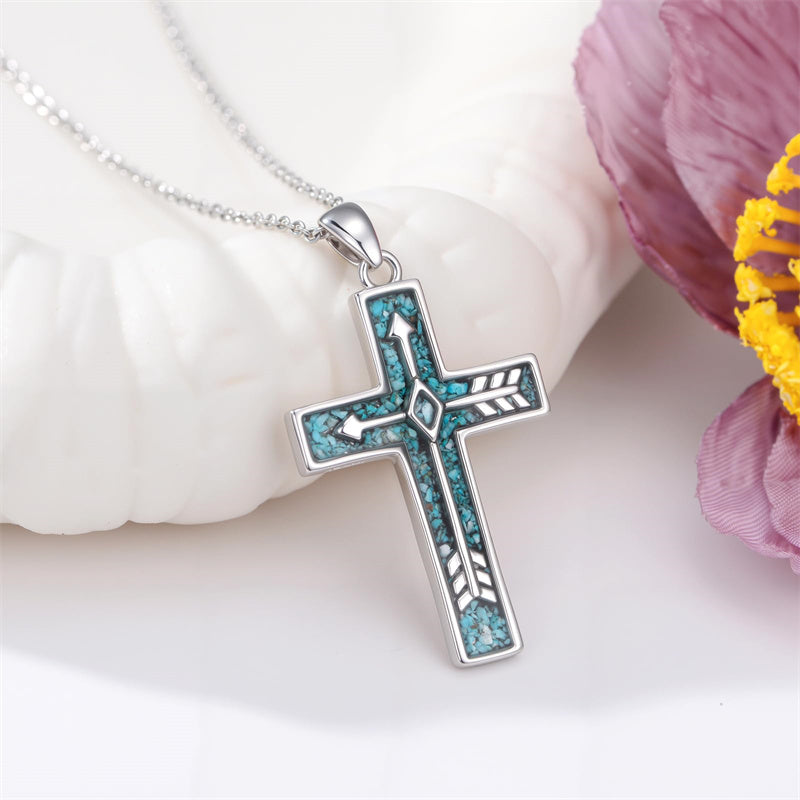 Sterling Silver Cross Pendant Necklace for Women Southwestern Cross Jewelry Gifts