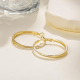 14K Gold Plated Cubic Zirconia Layered Dual-Hoop Earrings for Women