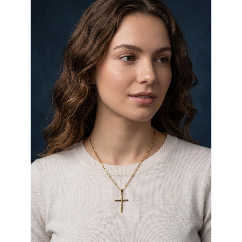 14K Gold Plated Cross Necklace for Women