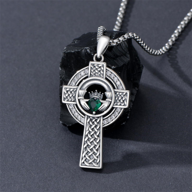 Sterling Silver Wooden Cross Pendant Necklace