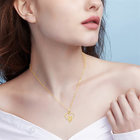 14K Gold Mother Daughte Son Pendant Necklace
