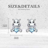 Sterling Silver Birthstone Otter Hippo Stud Earrings