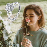 Rose Flower Cremation Urn Ring for Ashes 925 Sterling Silver Cremation Keepsake Ring Jewelry for Women Mom