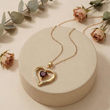 14K Gold Plated Personalized 1-5 Heart Birthstone Names Necklace  for Women