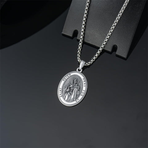 Sterling Silver Saint Joseph St Michael Saint Peter Saint Christopher Religious Pendant Necklace