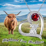 12 Months Birthstone Highland Cow Necklace Gifts for Women Girls Animal Cow Lover