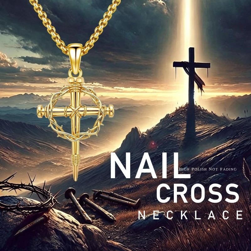 14K Gold Plated Cross Pendant Necklace for Men