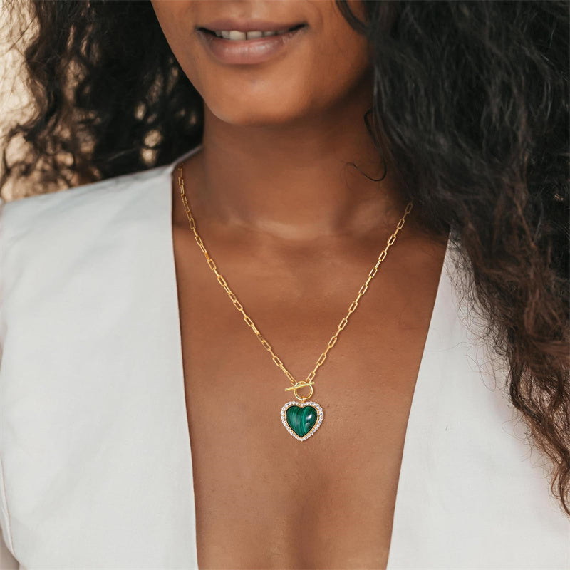 Sterling SilverTurquoise Red Coral Lapis Lazuli Malachite Paperclip Chain Necklace